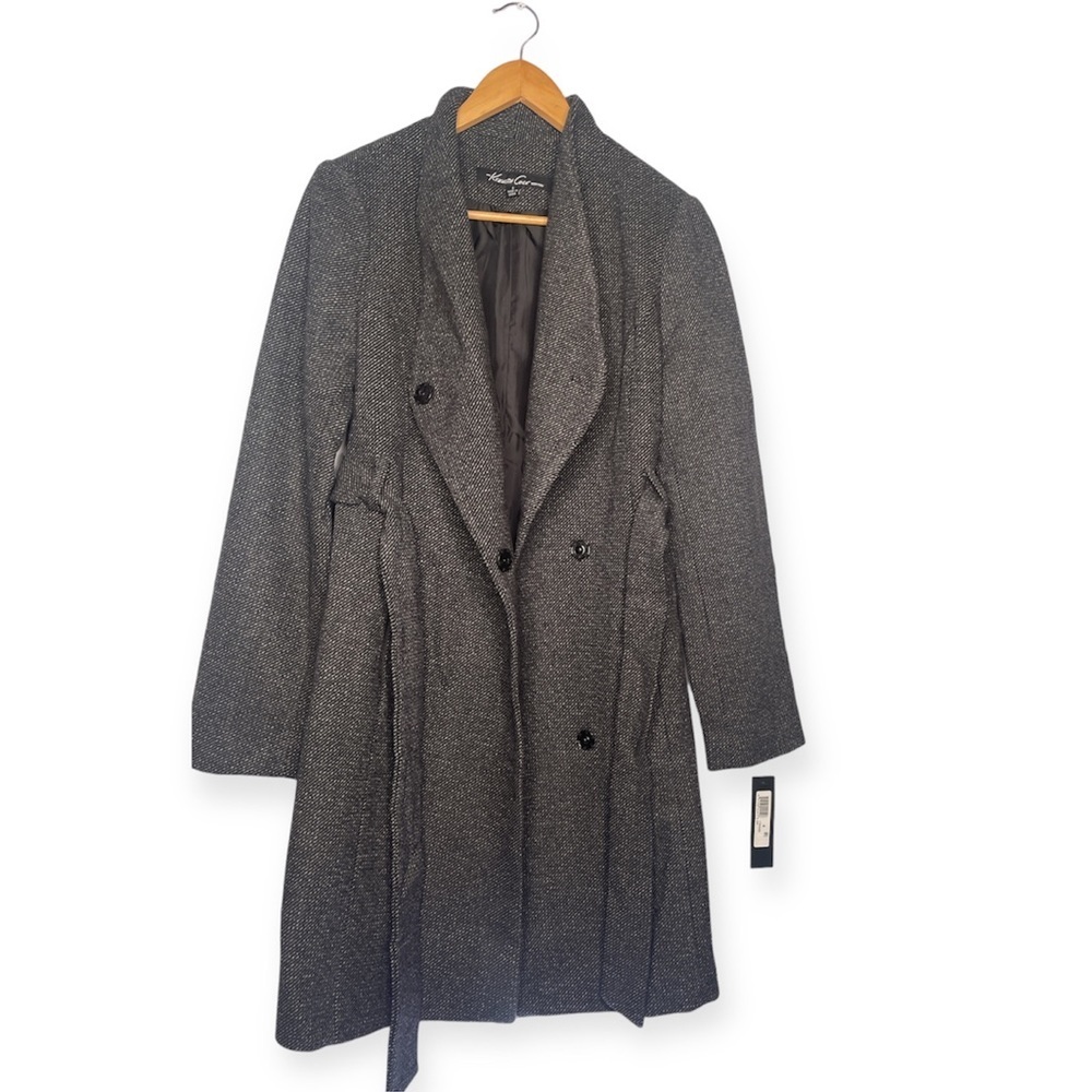 Kenneth‎ Cole New York Womenâ€™s Wool-Blend Belted Tie Waist Wrap Coat Sz 6​​